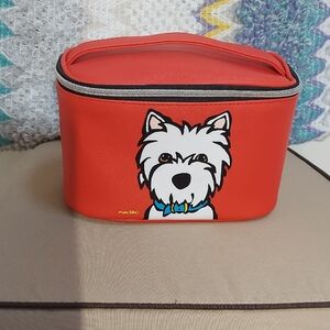 Marc Tetro Travel Bag, NEW! Westy Dog Graphic, Red, Striped Interior
